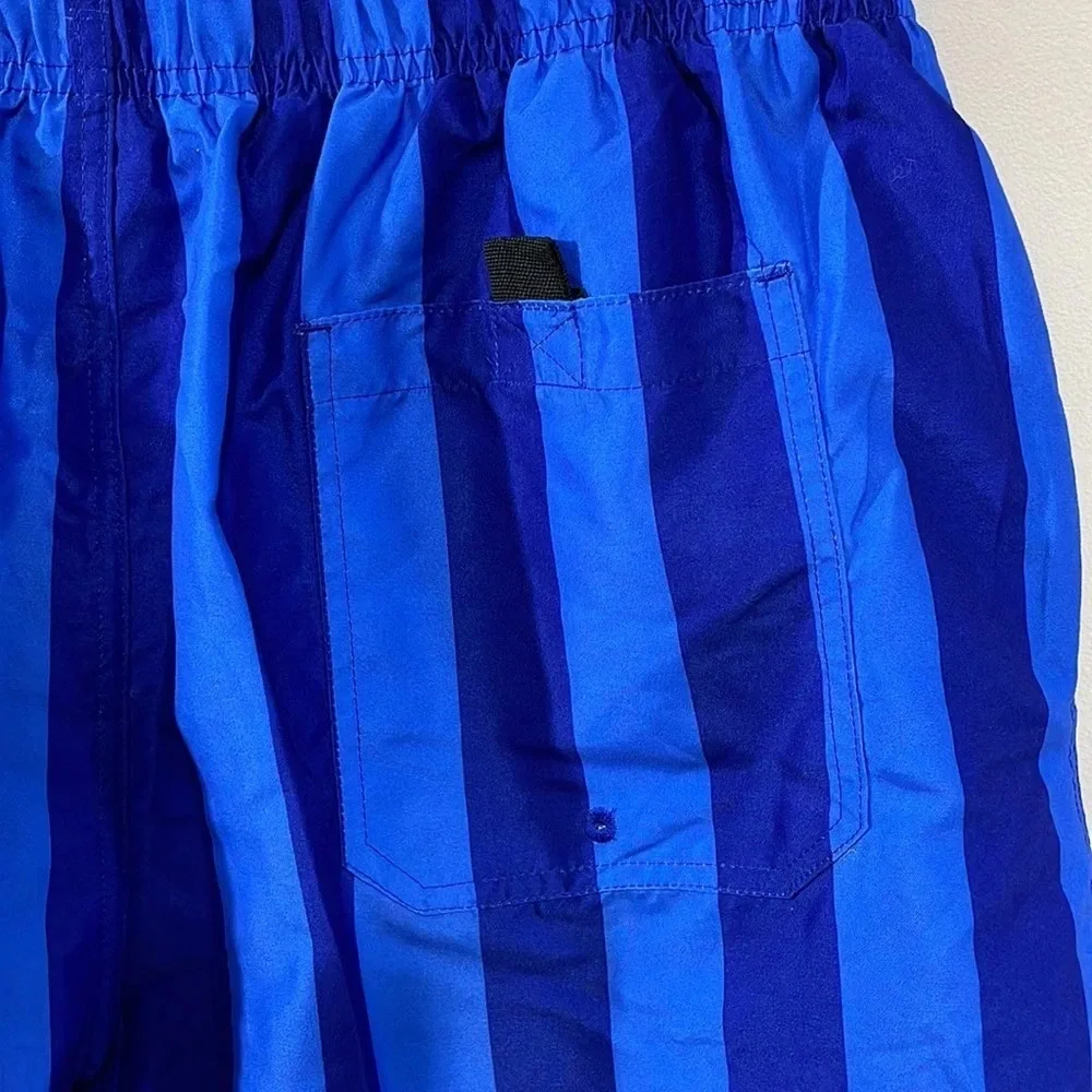 NWOT Cromer Resortwear Swim Trunks  Elastic Waist Blue Striped L (36/38)